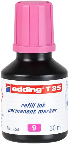 edding T 25 Inchiostro per Ricarica Marcatori Permanenti, Rosa, 30 ml, con Sistema di Erogazione a Goccia, per Una Rapida Ricarica di Quasi Tutti i Marcatori Permanenti edding