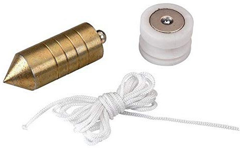 Alyco 197946 - Plomada magnetica de acero cincado de 1000 gr nuez de madera y 5 m cuerda nylon, negro