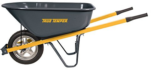 True Temper R6STSP25 Never Flat Tire Steel Wheelbarrow, 6 Cubic Foot