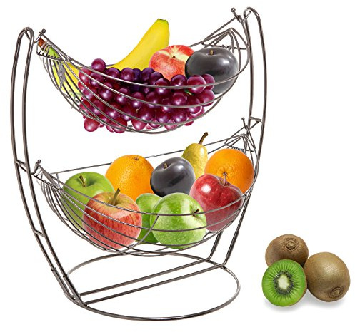 MyGift Frukt/grönsaksbehållare design dubbel hängmatta krom metall 2 våningar