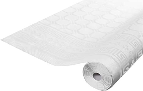 Pronappe Tischdecke R482501I Einweg-Tischdecke aus Damastpapier Länge 25m Breite 1,20m (pro Rolle) Farbe weiß Damastpapier mit schickem und klassischem Universalmuster