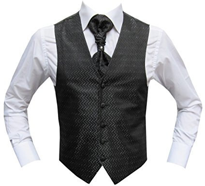 MMUGA Hochzeitsweste Set mit Plastron Schwarz 64