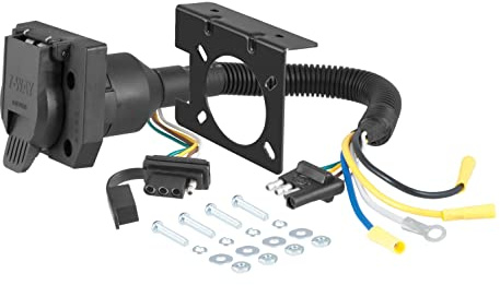 CURT 57672 Dual-Output 4-Way Flat Vehicle-Side to 7-Way RV Blade Trailer Wiring Adapter