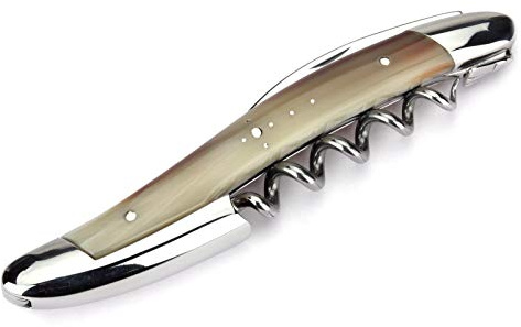 Forge de Laguiole – Sacacorchos F11 – Cubertería – Mango Cuerno Punta – Acero inoxidable brillante