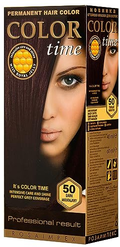Color Time Tinte Permanente en Gel Color Caoba oscura 50| Enriquecido con Jalea Real y Vitamina C | Coloracion Permanente para el Cabello I 100 ML