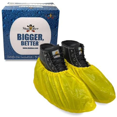 ShuBee Waterproof Shoe & Boot Covers Slip-Resistant Disposable for Plumbing Construction Floor Protection - Yellow 40 Pair