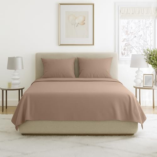 Lavish Home Brushed Microfiber Sheet Set-4 Piece Bed Linens-Fitted & Flat Sheets, Plus 2 Pillowcases-Wrinkle, Stain & Fade Resistant (King, Taupe)
