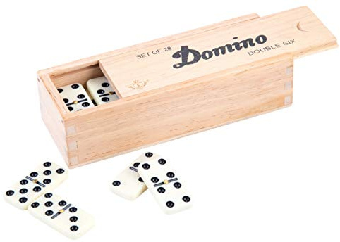 Engelhart - 250105 - Juego Clásico de Dominó Double 6 - Caja de Madera