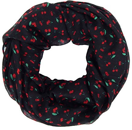 Ella Jonte Rockabilly Loop schwarz rot Kirschen Damenschal Schlauchschal