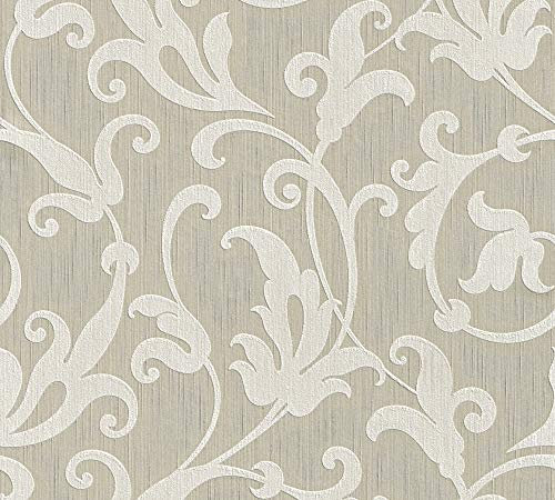 A.S. Création Architects Paper Textiltapete Tessuto Tapete mit Ornamenten barock 10,05 m x 0,53 m beige metallic Made in Germany 954901 95490-1