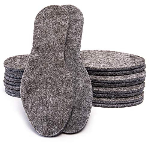 5 pares de plantillas de fieltro extra gruesas de 6 mm, suelas de fieltro grandes 28-46, gris