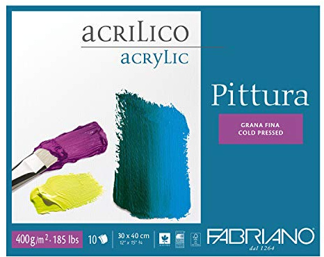 Fabriano Carta Per Acquarello Pack di 10, 400 g 30 x 40 cm, Bianco