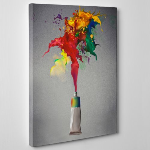 ConKrea - QUADRO MODERNO su Tela Canvas - ASTRATTO TUBETTO DI COLORE AD OLIO ACRILICO - 50x70cm - Spessore 4cm