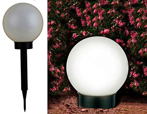Spetebo LED Solar Kugel warm weiß mit Erdspieß - 20 cm - Dekoleuchte für Garten Balkon Terrasse - Solarkugel Kugelleuchte Gartenkugel