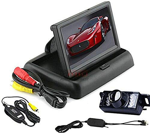 BW hochwertige 10,92 cm TFT LCD Auto Monitor Rückspiegel faltbarer Armaturenbrett + Rückfahrkamera Funk wasserdicht