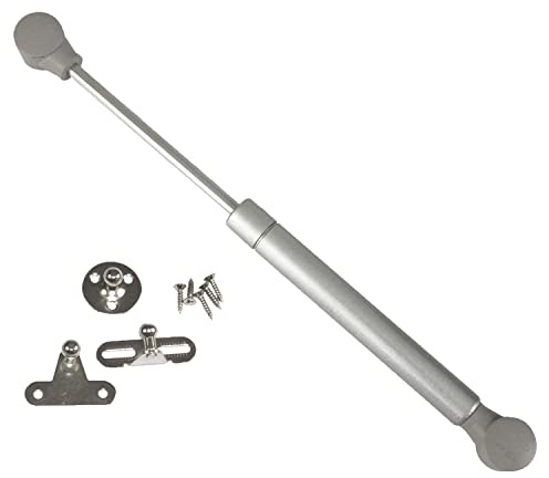 Amig - Compás de Gas para Elevación de Puertas Abatibles para Muebles - Mod.95-247 x 15 mm - Resistencia de carga: 8 kg - Amortiguador para Apertura Ascendente sin Impacto - Plateado