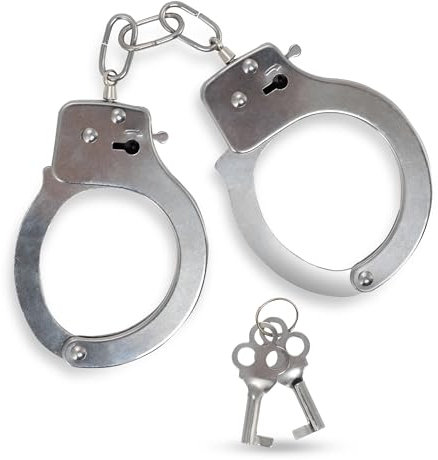 Oramics Handschellen für Kinder, Polizei Handschellen aus Edelstahl mit 2 Schlüssel, zum Räuber und Gendarm Spielen für Fasching und Karneval