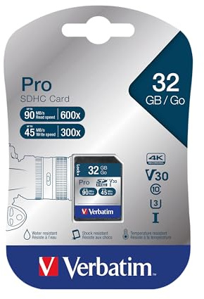 Verbatim Pro U3 SDHC-Speicherkarte - 32 GB - Class 10, für 4K-Ultra-HD-Videoaufnahmen, UHS-3 Geschwindigkeit, Lesen bis 90 MB/s, Schreiben bis 45 MB/s, 47021