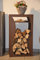Kaminholzregal Kaminholzständer Innen aus Metall Welle mit Anfeuerholzfach - Corten Effect