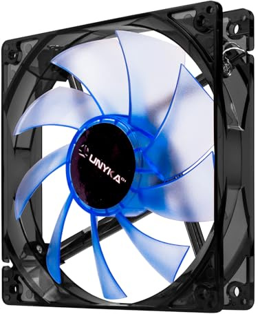 UNYKAch Ventilador Ordenador de 120 mm, Silencioso, con Luces Led en Color Azul, 1200 RPM, Conexión de 3 Pines, 9 Aspas