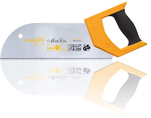 Sierra multiuso Augusta-Heckenrose 320 mm - sierra de mano especial con empuñadura de 2 componentes - para contrachapado fino y tableros duros - dentado universal para cortes finos