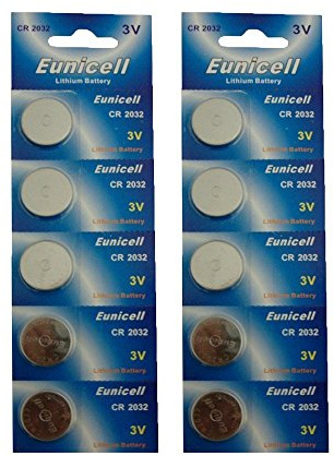 EUNICELL CR 2032 pila cR2032 lot de 10 piles bouton lithium