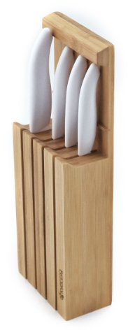 Kyocera keramisk kniv set- 4 knivar handtag vit + knivblock + skärunderlag i julklapp