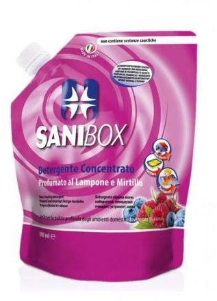 Sanibox Detergente Concentrato Elimina Odori Profumato Lampone e Mirtillo 1 Litro