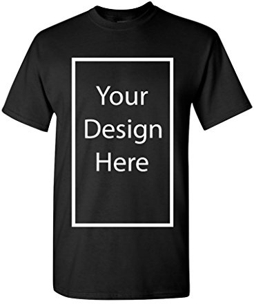 Add Your Own and Text Design Custom Personalized Adult T-Shirt Tee (Medium, Black)