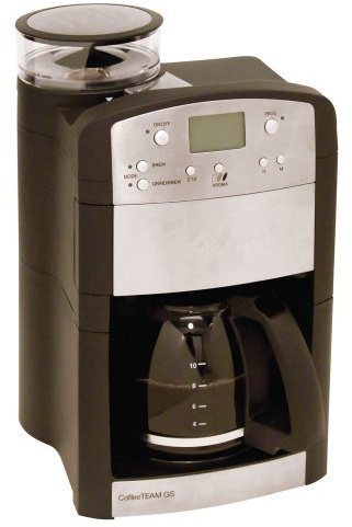 Capresso 464.05 CoffeeTeam GS 10-Cup Digital Coffeemaker with Conical Burr Grinder, Glass Carafe , Black , 15.5 x 9.5 x 9.75