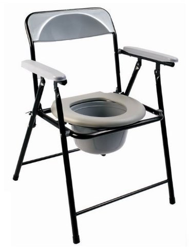 Folding Lightweight Commode Chair with top Loading Easily Removable Pot Travel Toilet ECCOM1