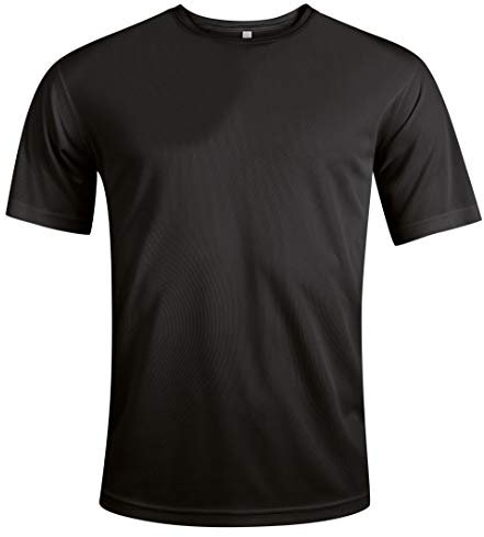 MKR Quick Drying Breathable Cooling Short Sleeve Sports T-Shirt with UPF40+ Sun UV Protection (Black, L)