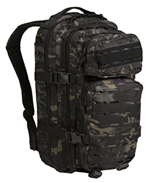 Mil-Tec US Assault Pack Laser Cut Tagesrucksack (20L) • Taktischer Militär Rucksack mit Laser-Cut MOLLE-System • Outdoor Bundeswehr Rucksack,Wanderrucksack für Camping & Einsatz • Schwarz, S