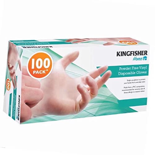 Kingfisher kgv6 powder free vinyl disposable gloves, medium, 100 pieces