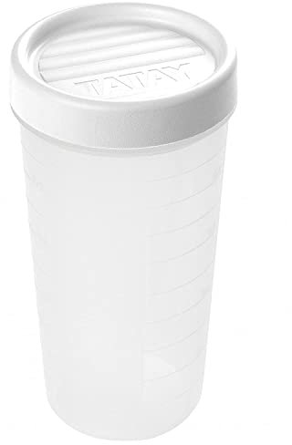 TATAY Food Container 0.6L Twist | Screw-Top Lid | Plastic Food Containers with Lids | Microwave, Dishwasher, Fridge & Freezer Safe | BPA-Free Plastic | 8.5x8.5x16.5 cm, White