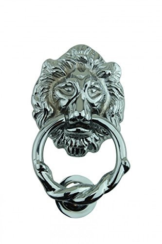 Renovators Supply Manufacturing Solid Brass Lion Door Knocker Chrome Finish 6.25 inches Front Entry Hardware