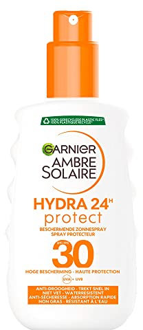 GARNIER Ambre Solaire Hydra 24H - Spray Solaire FPS 30 - Protège des UVA & UVB - Hydratation 24h - Absorption Rapide - Résiste À L'eau - Vegan & Cruelty Free - Tous Types de Peaux - 200 ml