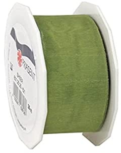 PRÄSENT C.E. Pattberg Sheer Organzaband Olive (grün), 25 m Geschenkband zum Einpacken von Geschenken, 25 mm Breite, Zubehör zum Dekorieren & Basteln, Dekoband