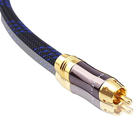 KUYIOHIFI Dual Shielded (OD 8.0mm) RCA Male to RCA Male subwoofer Cable (8 Feet)