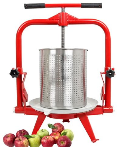 HOME IT® Torchietto per Frutta 14L in Acciaio Inox – Pressa Manuale con Contenitore Alimentare e Manico Ribaltabile – Facile da Pulire – per Mele, pere, Bacche, rabarbaro