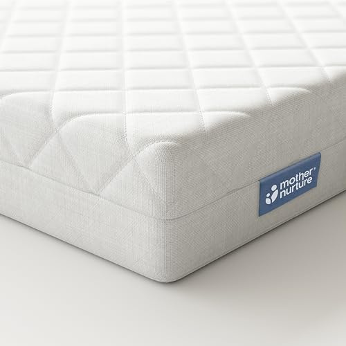 Mother Nurture Classic Foam Travel Cot Mattress (119 x 59 x 5cms) Breathable Baby Cot Bed Mattress For Comfy Night Sleep, Lightweight & Hypoallergenic With Reversible, Removable Cover, BSI Tested