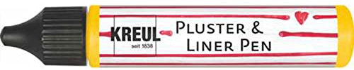 KREUL 49803 - Pluster und Liner Pen sonnengelb, 29 ml, Plusterfarbe zum Dekorieren und Verzieren, für Dekoeffekte durch aufplustern im Backofen, mit Bügeleisen oder Fön