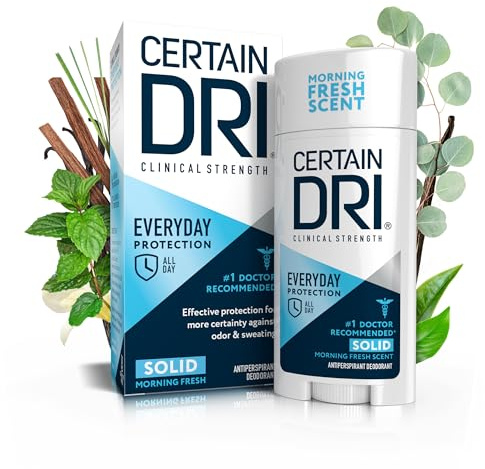 Certain Dri Antiperspirant Deodorant | Everyday Strength Clinical | All Day Protection Against Odor and Sweating | Solid | 2.6 oz.