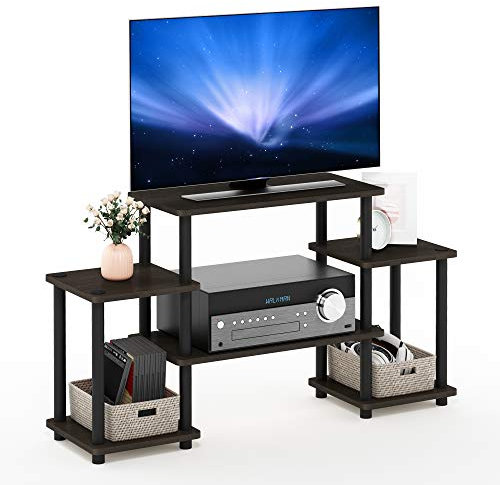 Furinno Turn-N-Tube No Tools Entertainment Center, TV Unit, TV Stands, Dark Brown/Black, 105.4 (W) x 58 (H) x 29.5 (D) cm