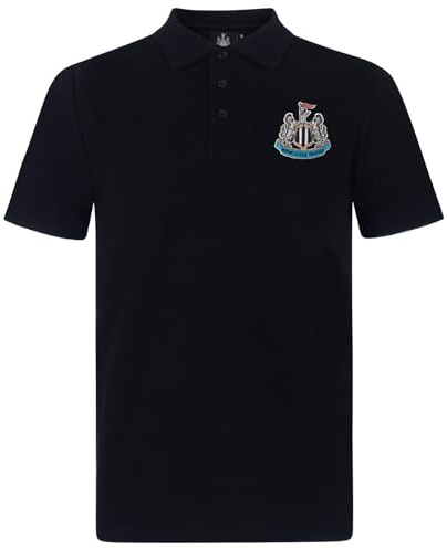 Newcastle United FC Official Football Gift Mens Crest Polo Shirt Black Medium