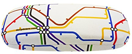 Underground Tube Map Hard Unisex Medium Size Glasses Case - White and Multicoloured - Medium Size - by GoOptical