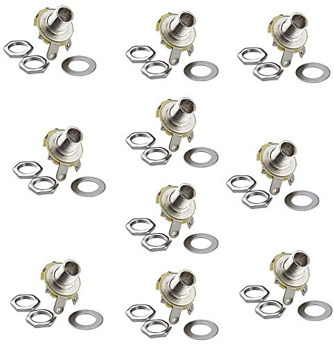 Honbay 10Pcs 1/4 Mono Jack Socket Stratocaster Replacement for Bass Electric Guitar