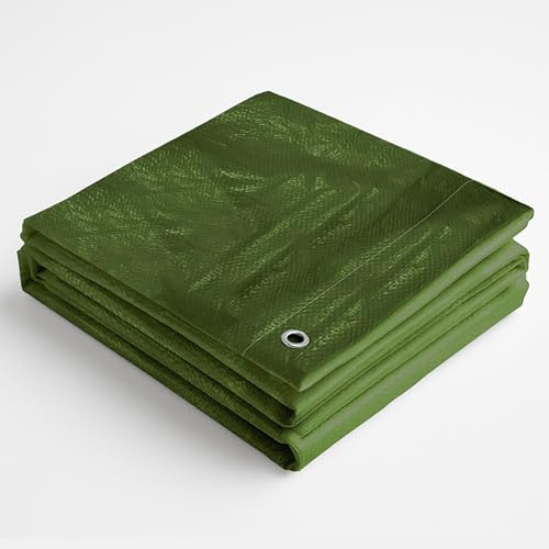 Telone impermeabile GF Top Line 260g/m² verde 8m x 14m = 112m², telo in tessuto e protettivo, telone rinforzato occhiellato per barche, legno, piscina, mobili da giardino, auto, antistrappo