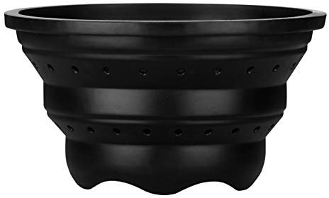 Premier Housewares Black Collapsible Washing Up Bowl Rice Strainer Kitchen Strainer Bowl Metal Colander Washable Silicone Bowl Strainer Rice Colander