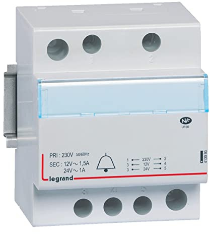 Transformateur pour sonnerie 230V vers 24V à 12V - 24VA à 18 VA - 4 modules